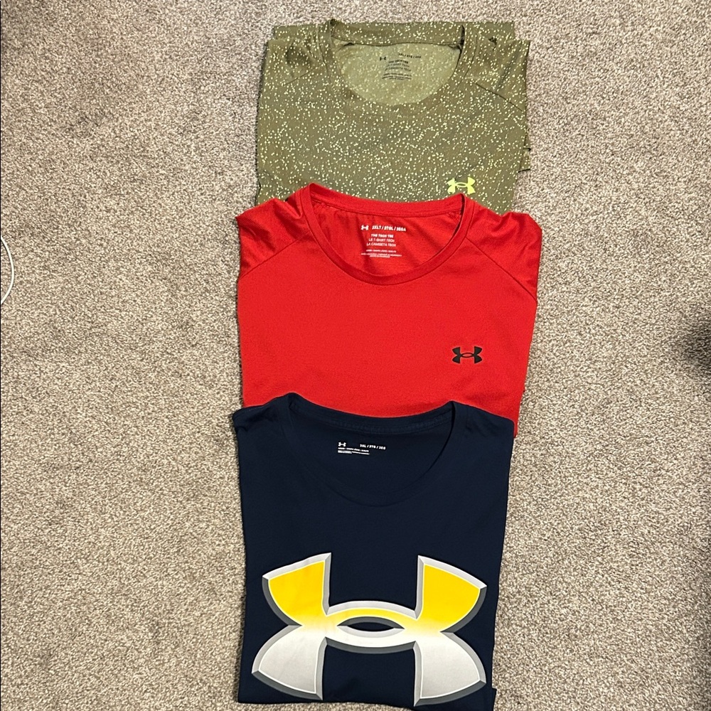 Under Armour Mens Tees - Olive, Red, and Navy